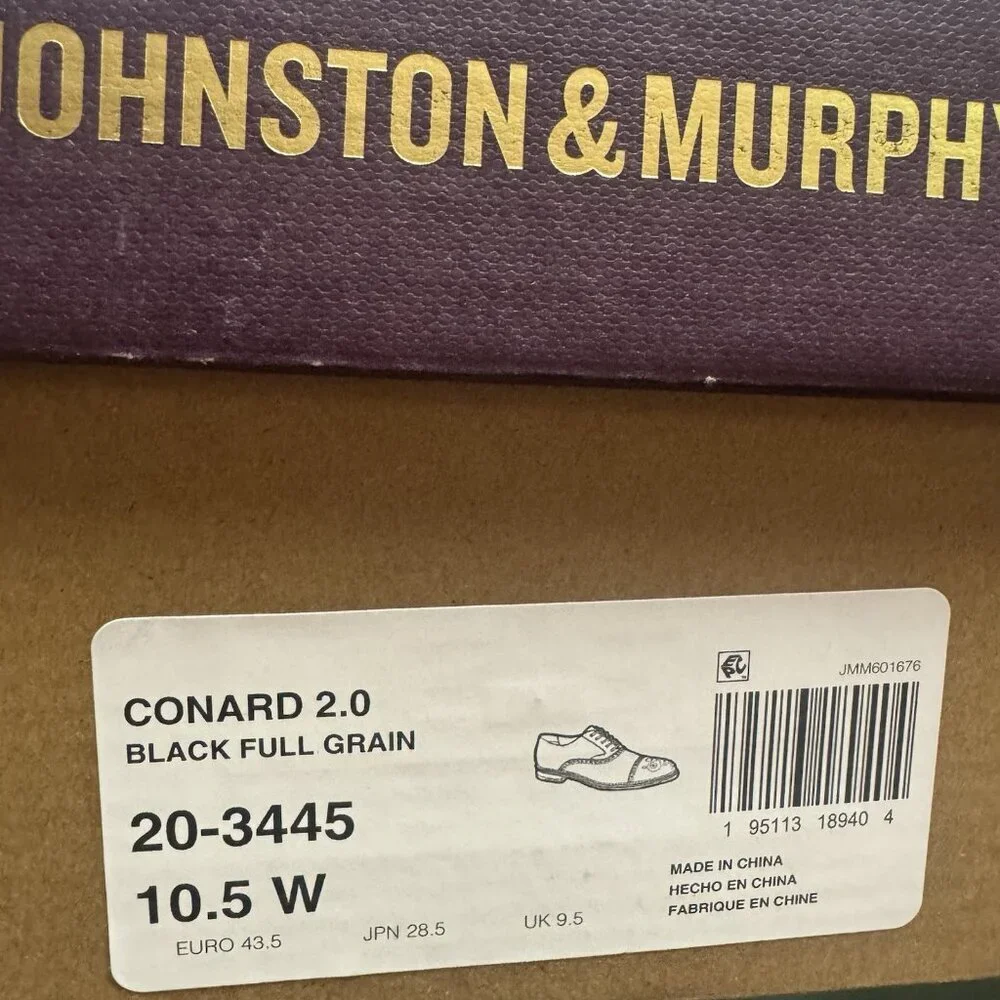 Johnston & Murphy Men's Conard 2.0 Oxford Black Size 10.5W